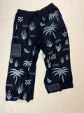 (XL)Tropical Wide-Leg Linen Blend Pants