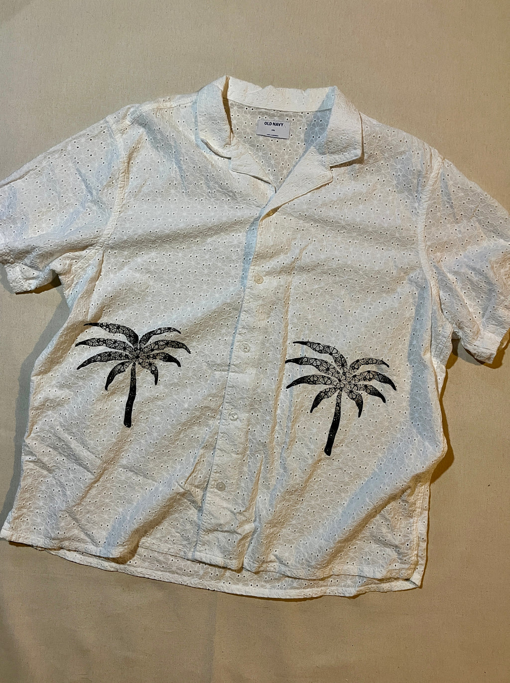 (2XL)Palm Tree Camp Shirt