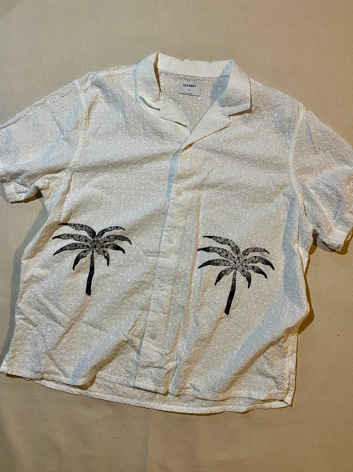 (2XL)Palm Tree Camp Shirt