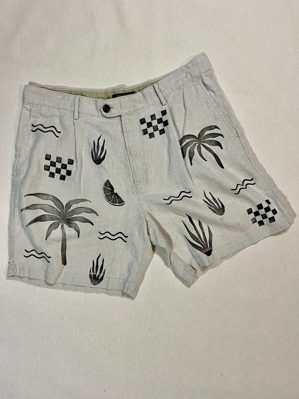 (Sz 34) Tropical Linen Shorts