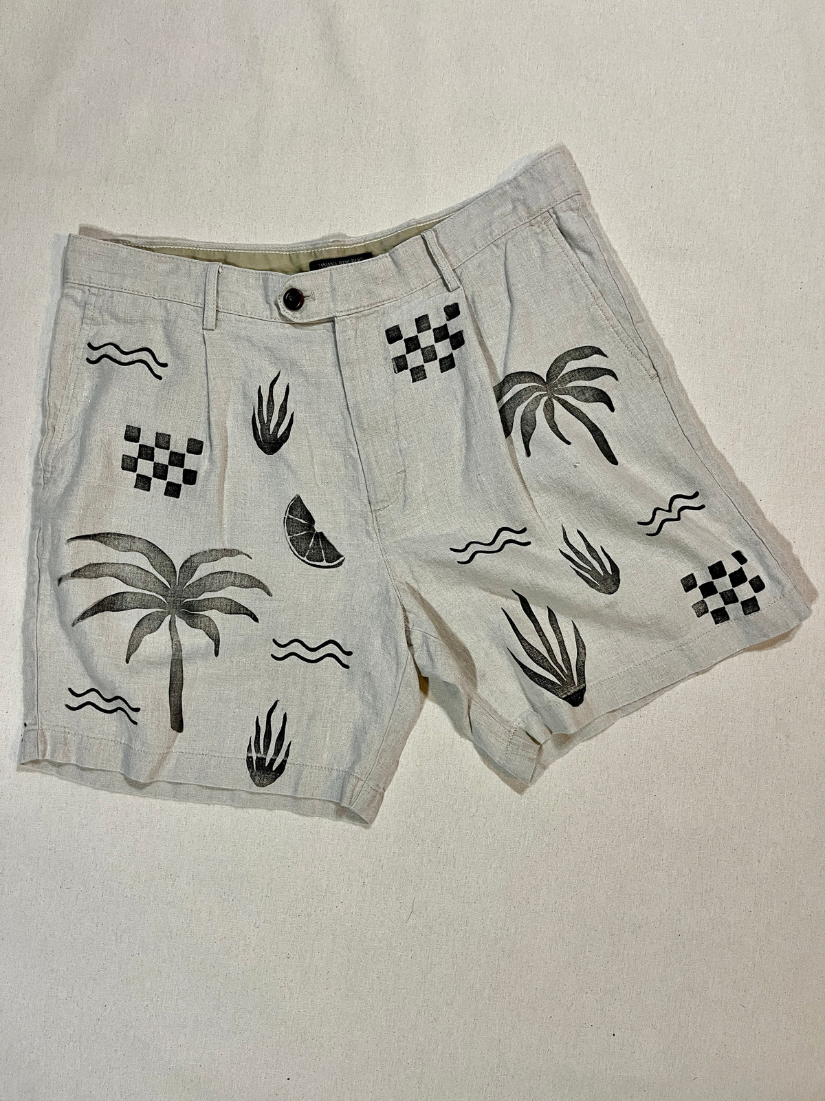 (Sz 34) Tropical Linen Shorts