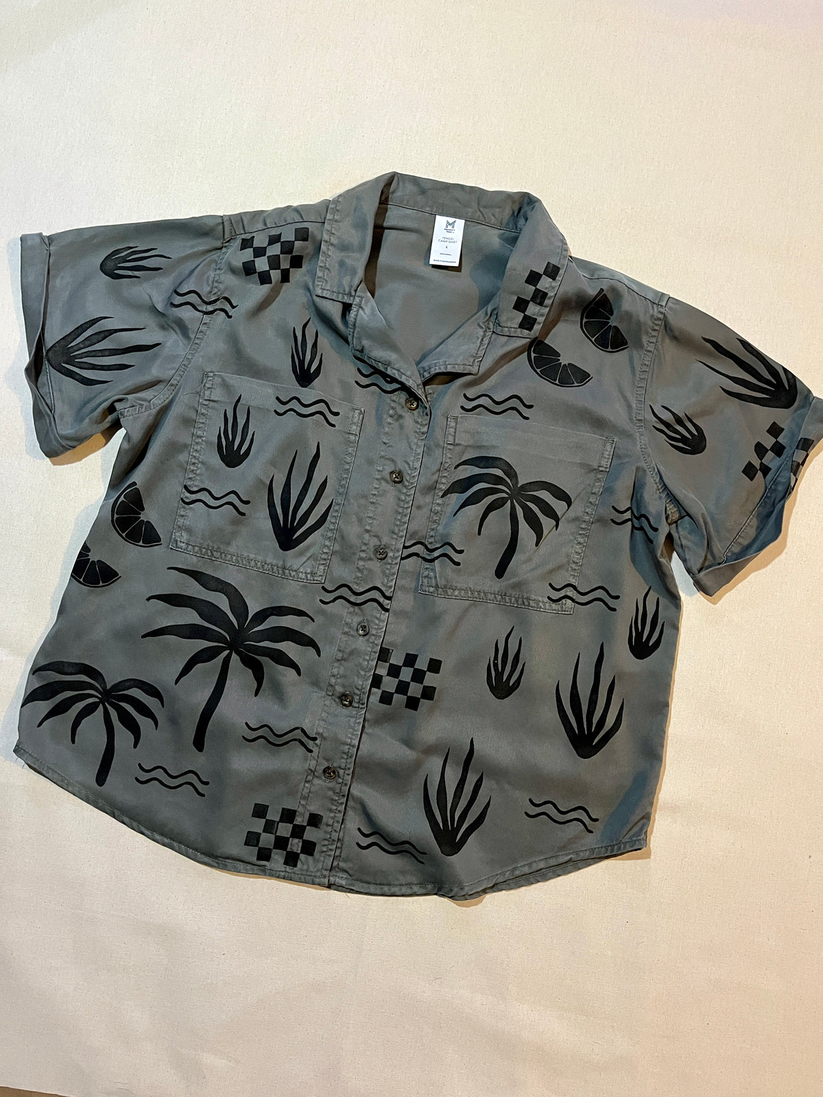 (L)Tropical Printed Camp Shirt