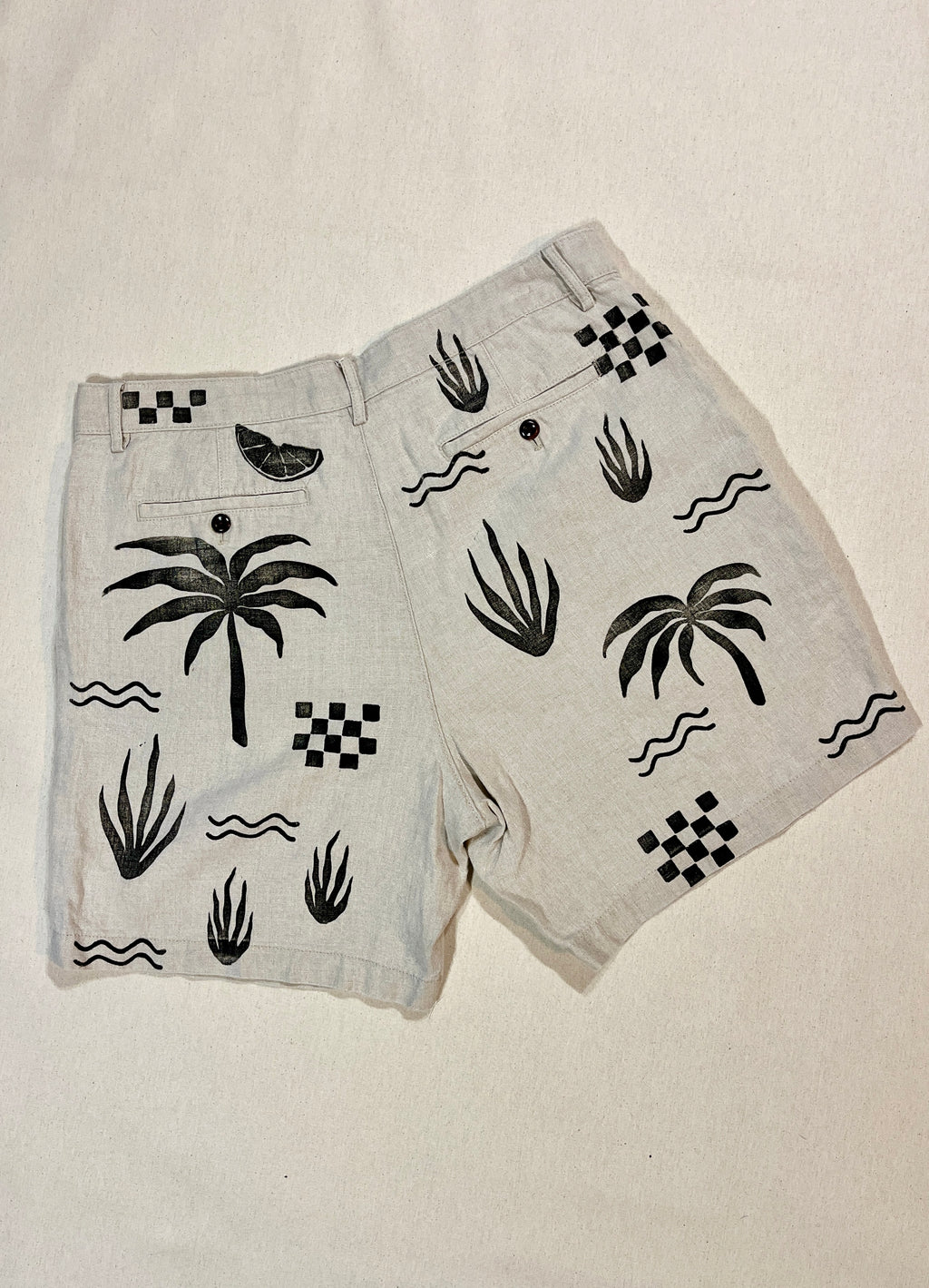(Sz 34) Tropical Linen Shorts