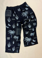 (XL)Tropical Wide-Leg Linen Blend Pants